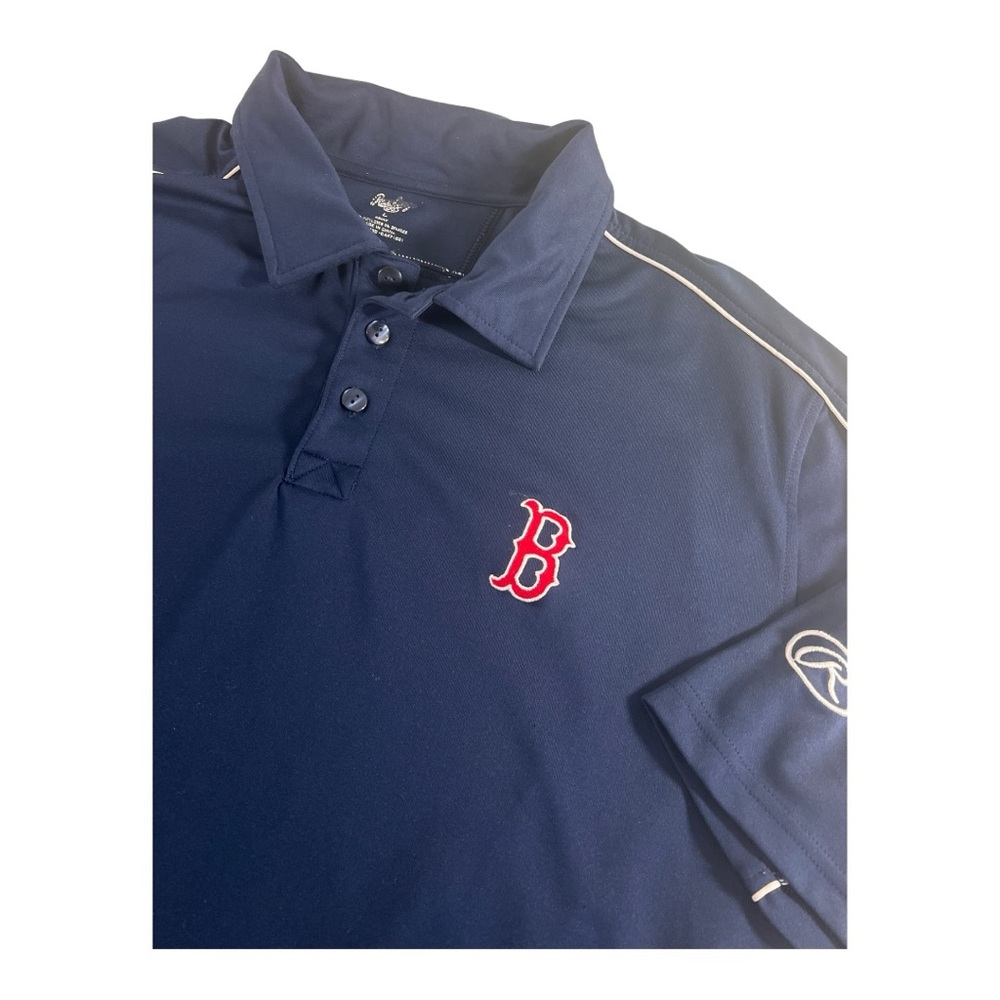Rawlings Boston Red Sox Men's Polo Navy Blue MLB Large Baseball Shirt‎